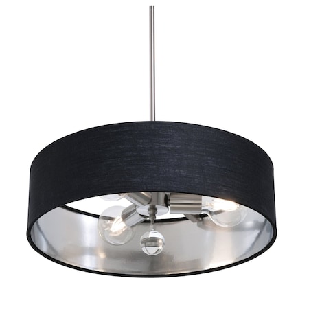 Afx Celine Pendant, 18 in., Satin Nickel Finish, Black/Silver Shade CLNP18MBSN-BKSL